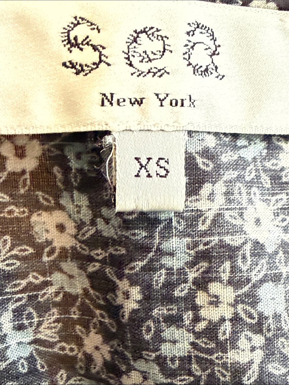Sea New York sz XS Navy Blue Floral Ruffle-Sleeve Mini Dress 17”x33” great cond - Picture 9 of 11